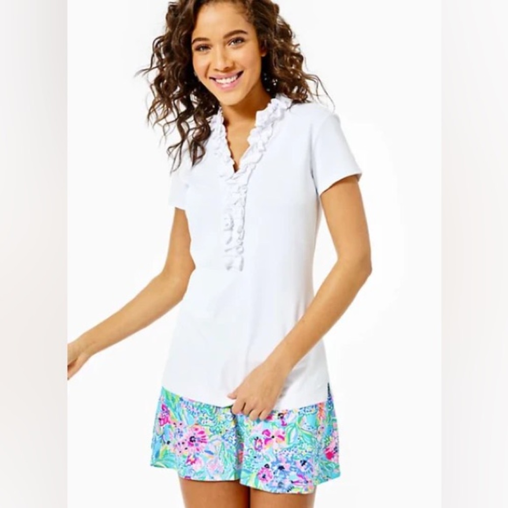 Lilly Pulitzer Frida Ruffle Women's Short Sleeve Golf Polo Shirt